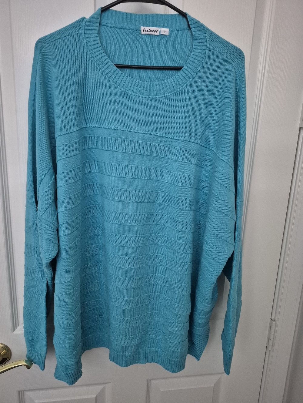 Textures Turquoise Crewneck Sweater - Women XL To 1X